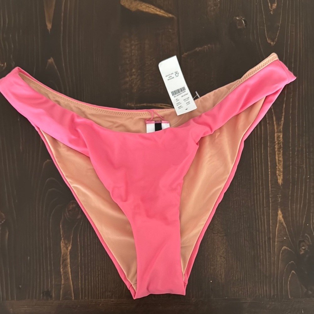 J. Crew Pink and Tan High-Cut Bikini